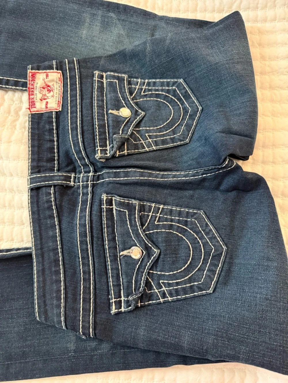 True Religion Dark Blue Flare Jeans - Picture 4 of 8